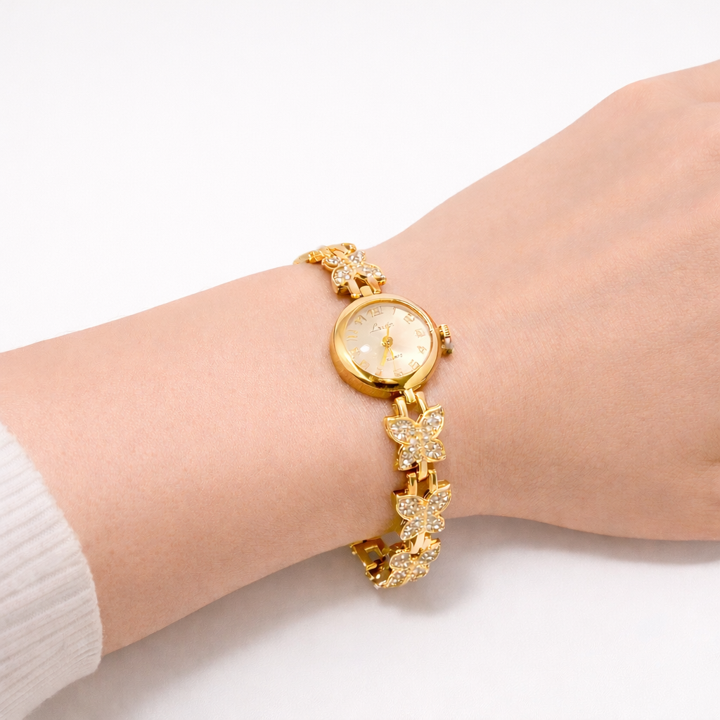 MontreBracelet Papillon Strass – Bracelet Quartz Vintage