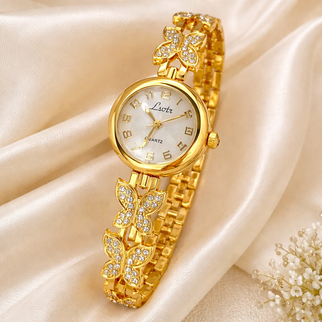 MontreBracelet Papillon Strass – Bracelet Quartz Vintage