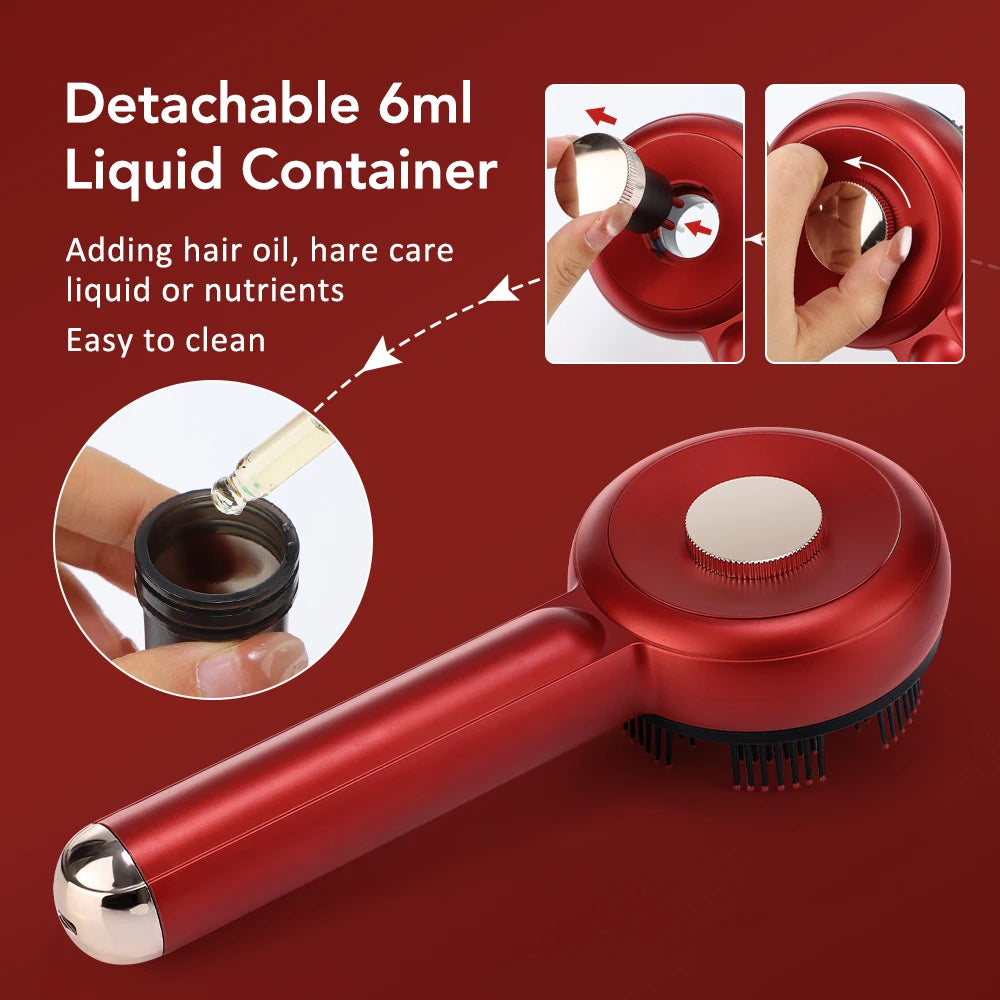 Electric Massage Comb with Vibration Red Light Therapy Scalp Brush Hair Growth Anti-Hair Loss Liquid Oil Applicator Hair Care