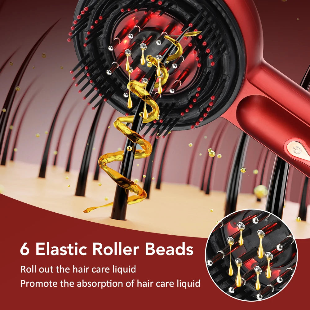 Electric Massage Comb with Vibration Red Light Therapy Scalp Brush Hair Growth Anti-Hair Loss Liquid Oil Applicator Hair Care