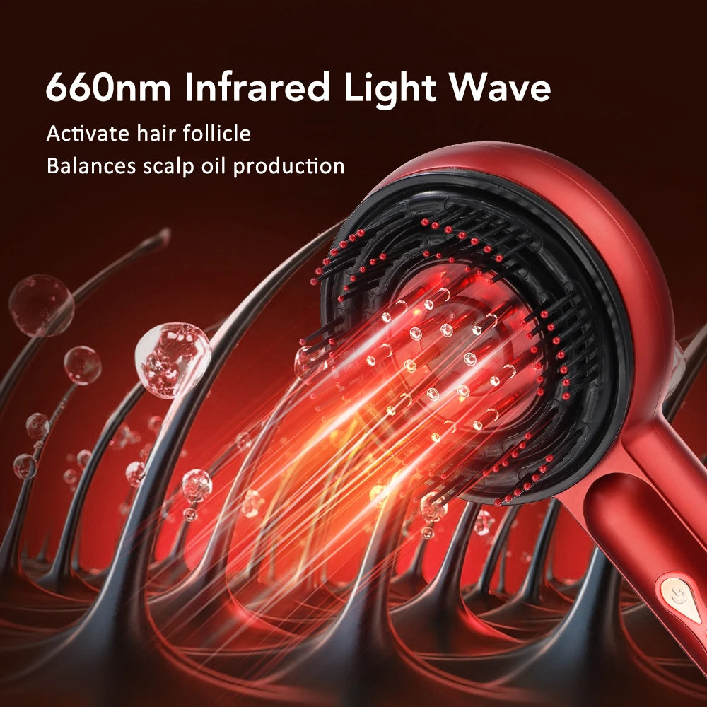 Electric Massage Comb with Vibration Red Light Therapy Scalp Brush Hair Growth Anti-Hair Loss Liquid Oil Applicator Hair Care