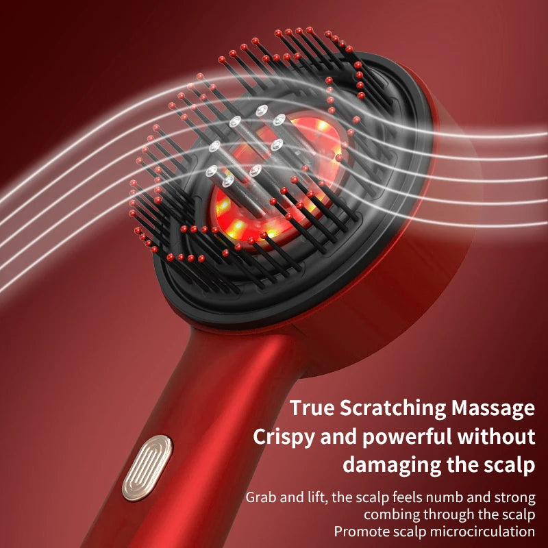 Electric Massage Comb with Vibration Red Light Therapy Scalp Brush Hair Growth Anti-Hair Loss Liquid Oil Applicator Hair Care