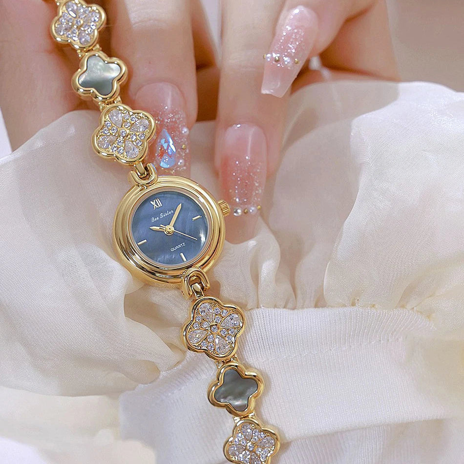 Montre Bracelet Trèfle à 4 Feuilles – Cristaux Élégants