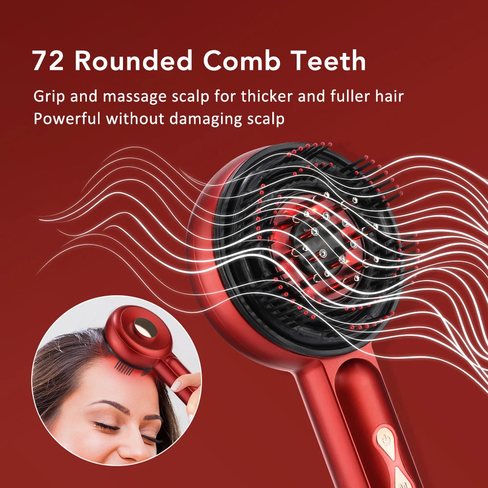 Electric Massage Comb with Vibration Red Light Therapy Scalp Brush Hair Growth Anti-Hair Loss Liquid Oil Applicator Hair Care