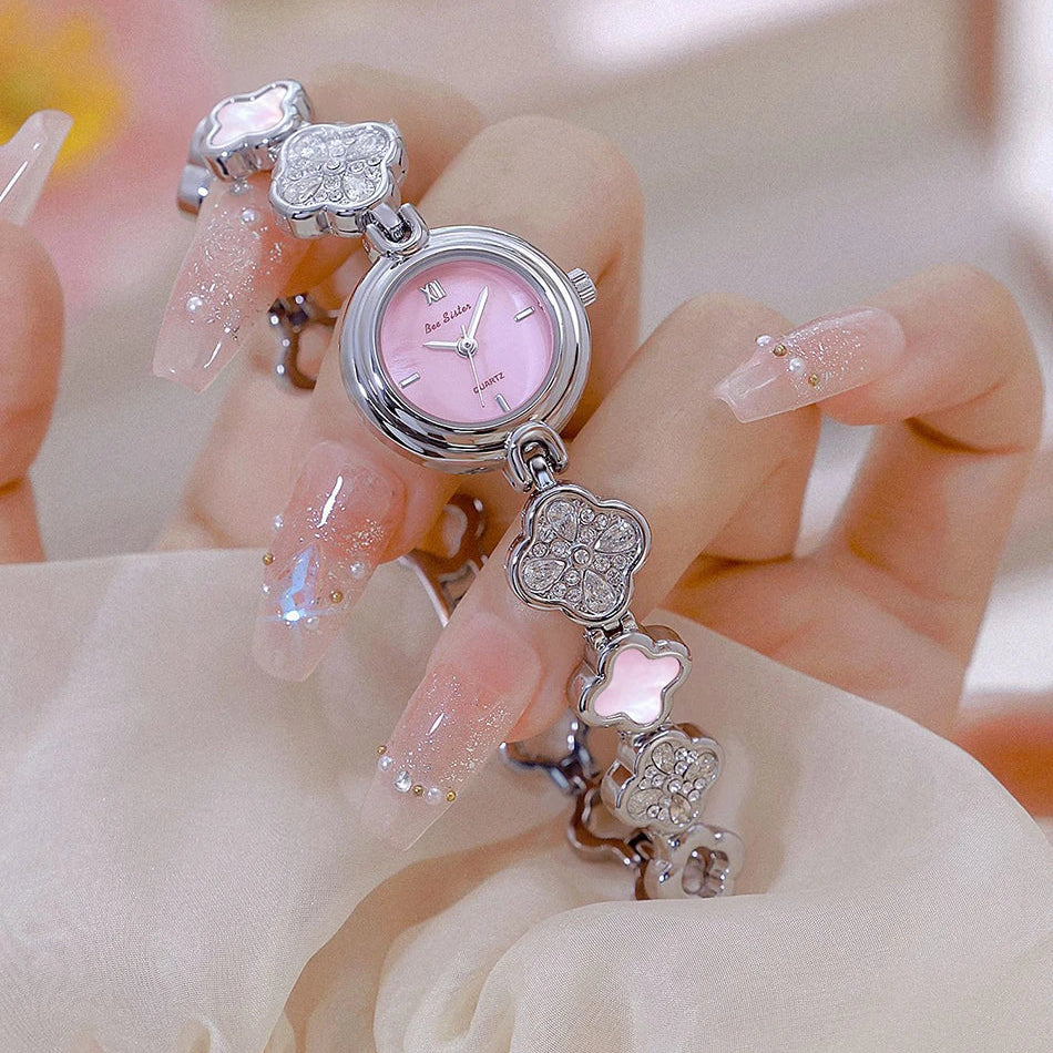 Montre Bracelet Trèfle à 4 Feuilles – Cristaux Élégants