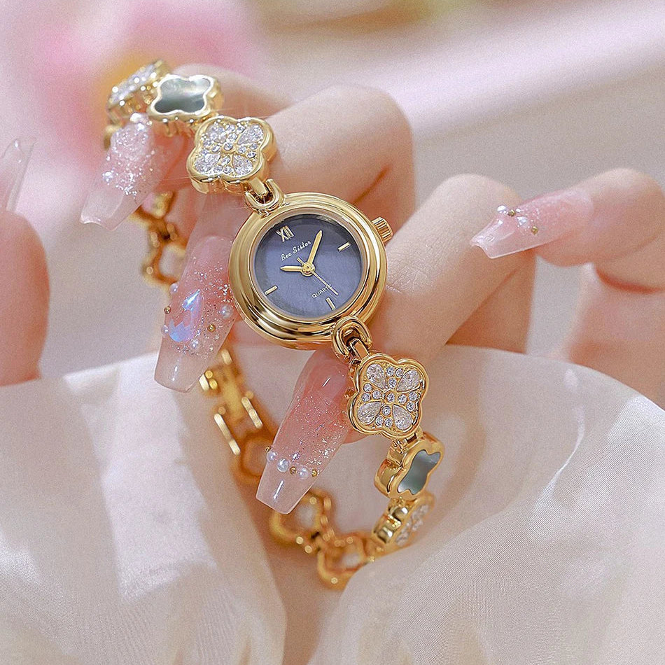 Montre Bracelet Trèfle à 4 Feuilles – Cristaux Élégants